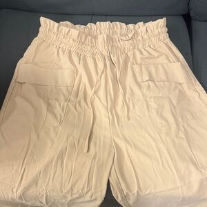 Women's Beige Cargo Shorts with Drawstring